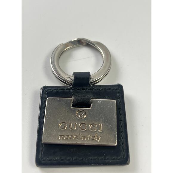 Gucci Keychain Key Ring Holder Leather Silver Made in Italy Accessory - Picture 1 of 2